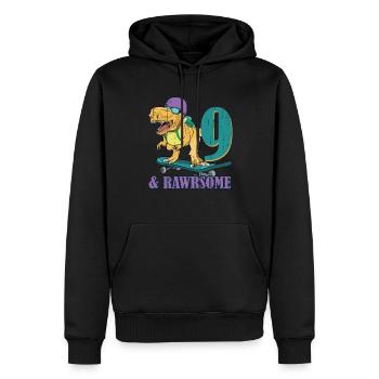 Naissance Né Age 9 ans Skateboard Dinosaure - Sweat à capuche Premium bio Homme - noir - Devant - Nico (187cm)