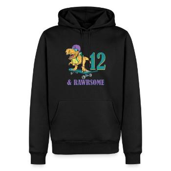 Naissance Né Age 12 ans Skateboard Dinosaure - Sweat à capuche Premium bio Homme - noir - Devant - Nico (187cm)