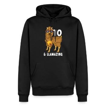 Kawaii Naissance Né 10 ans Alpaga Llama - Sweat à capuche Premium bio Homme - noir - Devant - Nico (187cm)