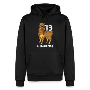 Kawaii Naissance Né Age 13 Ans Alpaga Llama - Sweat à capuche Premium bio Homme - noir - Devant - Nico (187cm)