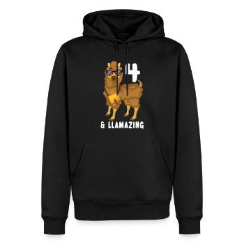 Kawaii Naissance Né 4 ans Alpaga Llama - Sweat à capuche Premium bio Homme - noir - Devant - Nico (187cm)