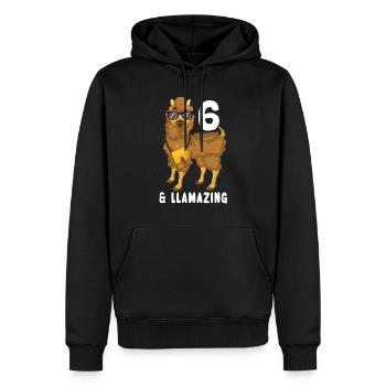 Kawaii Naissance Né Age 6 Ans Alpaga Llama - Sweat à capuche Premium bio Homme - noir - Devant - Nico (187cm)