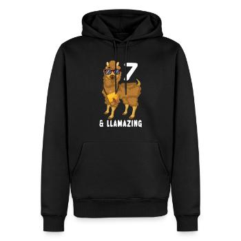 Kawaii Naissance Né 7 ans Alpaga Llama - Sweat à capuche Premium bio Homme - noir - Devant - Nico (187cm)