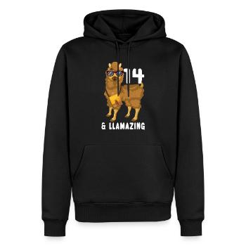 Kawaii Naissance Né Age 14 Ans Alpaga Llama - Sweat à capuche Premium bio Homme - noir - Devant - Nico (187cm)