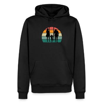 Famille Maman Papa Enfant Fils Fille Tante Oncle - Sweat à capuche Premium bio Homme - noir - Devant - Nico (187cm)