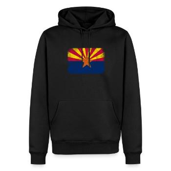 Amérique Drapeau américain Drapeau d’État en détresse Arizona - Sweat à capuche Premium bio Homme - noir - Devant - Nico (187cm)