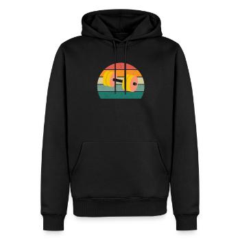 Musculation Gym fitness sport Entraînement - Sweat à capuche Premium bio Homme - noir - Devant - Nico (187cm)