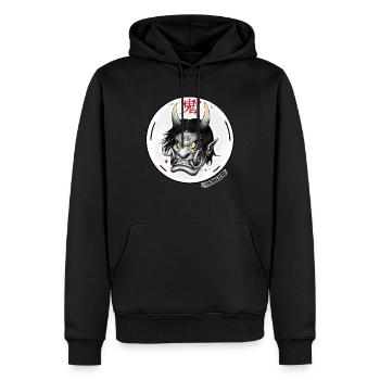 ONI - Überarbeitung 2022 - Männer Premium Bio Hoodie - Schwarz - Vorne - Nico (187cm)