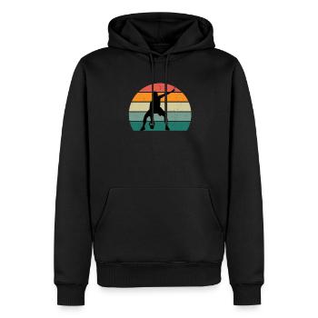 Musculation Gym fitness sport Entraînement - Sweat à capuche Premium bio Homme - noir - Devant - Nico (187cm)