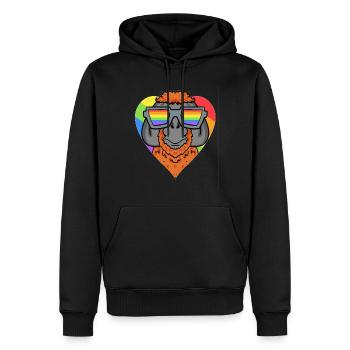 Arc-en-ciel d’orangs-outans animal LGBT - Sweat à capuche Premium bio Homme - noir - Devant - Nico (187cm)