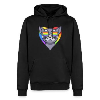 CHAT LGBT British Shorthair Rainbow - Sweat à capuche Premium bio Homme - noir - Devant - Nico (187cm)