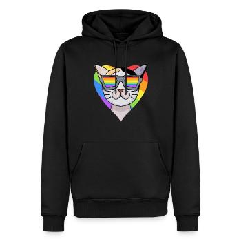 Chat LGBT Japonais Bobtail Rainbow - Sweat à capuche Premium bio Homme - noir - Devant - Nico (187cm)