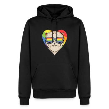 Chien LGBT Nain Spitz Rainbow - Sweat à capuche Premium bio Homme - noir - Devant - Nico (187cm)