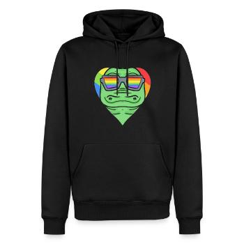 LGBT Tier Krokodil Regenbogen - Männer Premium Bio Hoodie - Schwarz - Vorne - Nico (187cm)
