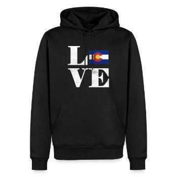 Proud America State Land Map Love Colorado - Männer Premium Bio Hoodie - Schwarz - Vorne - Nico (187cm)