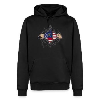 Rip Reveal America State Flag Georgia - Männer Premium Bio Hoodie - Schwarz - Vorne - Nico (187cm)
