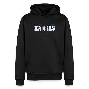 State Name America State Flag Kansas - Männer Premium Bio Hoodie - Schwarz - Vorne - Nico (187cm)