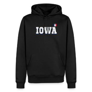 State Name America State Flag Iowa - Männer Premium Bio Hoodie - Schwarz - Vorne - Nico (187cm)