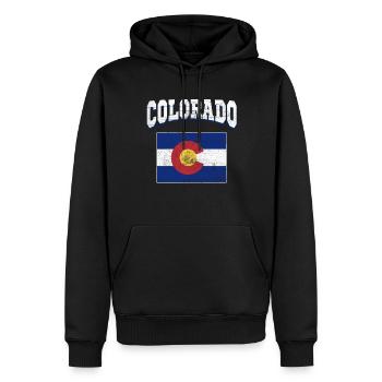 US America State Flag Land Map Colorado - Men’s Premium Organic Hoodie - black - Front - Nico (187cm)