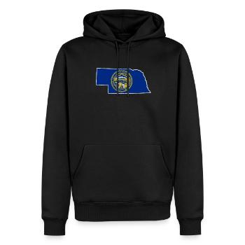Land Map America US State Distressed Nebraska - Men’s Premium Organic Hoodie - black - Front - Nico (187cm)
