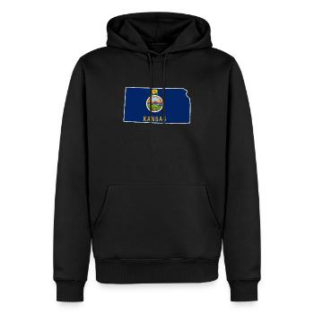 Land Map America US State Distressed Kansas - Men’s Premium Organic Hoodie - black - Front - Nico (187cm)