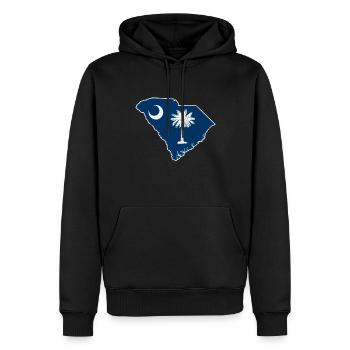 Land America US State Distressed South Carolina - Männer Premium Bio Hoodie - Schwarz - Vorne - Nico (187cm)