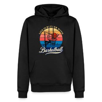 la vie est meilleure avec Basketball Summer Design - Sweat à capuche Premium bio Homme - noir - Devant - Nico (187cm)