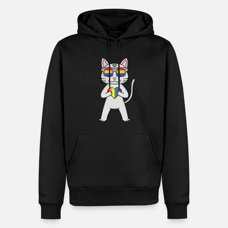 Chat LGBT Devon Rex Rainbow - Sweat à capuche Premium bio Homme - noir