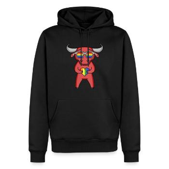 LGBT Tier Stier Regenbogen - Männer Premium Bio Hoodie - Schwarz - Vorne - Nico (187cm)