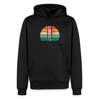 Flamants roses Oiseau rose une patte debout flamant rose - Sweat à capuche Premium bio Homme - noir - Devant - Nico (187cm)