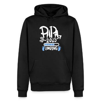 Papa 2023 - Vater 2023 loading Sohn - Männer Premium Bio Hoodie - Schwarz - Vorne - Nico (187cm)