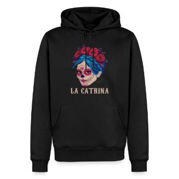 Catrina Halloween Flower Sugar Skull Muertos Dead - Männer Premium Bio Hoodie - Schwarz - Vorne - Nico (187cm)