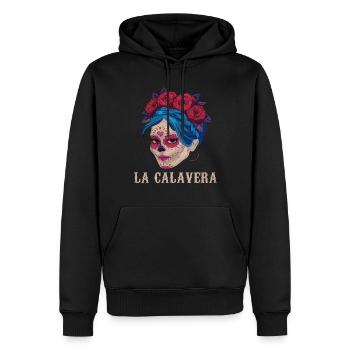 Os Halloween Fleur Sucre Crâne Muertos Jour Mort - Sweat à capuche Premium bio Homme - noir - Devant - Nico (187cm)