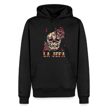 Jefa Floral Sugar Skull Muertos Day Dead Halloween - Männer Premium Bio Hoodie - Schwarz - Vorne - Nico (187cm)