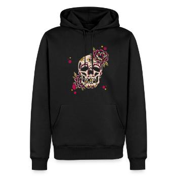 Floral Sugar Skull Muertos Day Dead Halloween - Männer Premium Bio Hoodie - Schwarz - Vorne - Nico (187cm)