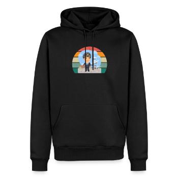 Flugzeuge Flieger Fliegen Pilot Pilotin Flughafen - Männer Premium Bio Hoodie - Schwarz - Vorne - Nico (187cm)
