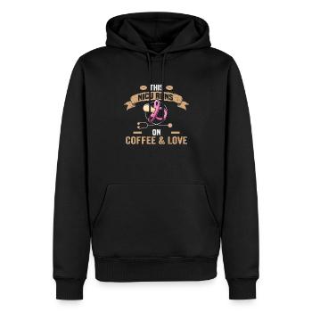 This NICU runs on coffe & Love Nurse - Men’s Premium Organic Hoodie - black - Front - Nico (187cm)