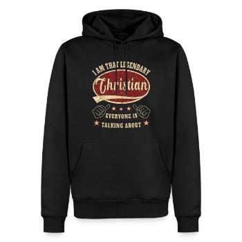 Christian i am that legendary Christian - Männer Premium Bio Hoodie - Schwarz - Vorne - Nico (187cm)