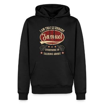 Samuel i am that legendary Samuel - Männer Premium Bio Hoodie - Schwarz - Vorne - Nico (187cm)
