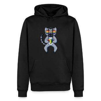 LGBT Tier Lemur Regenbogen - Männer Premium Bio Hoodie - Schwarz - Vorne - Nico (187cm)