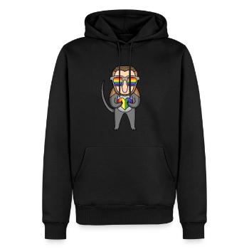 LGBT Animal Monkey Monkey Rainbow - Men’s Premium Organic Hoodie - black - Front - Nico (187cm)