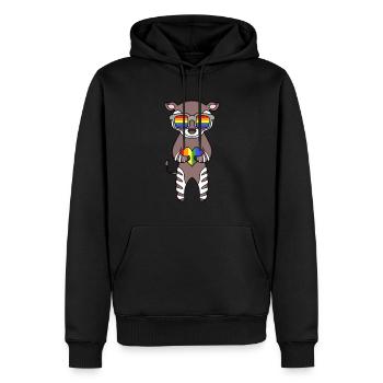 LGBT Tier Okapi Regenbogen - Männer Premium Bio Hoodie - Schwarz - Vorne - Nico (187cm)
