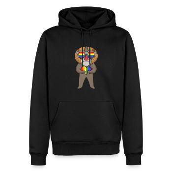 LGBT Tier Affe Mandrill Regenbogen - Männer Premium Bio Hoodie - Schwarz - Vorne - Nico (187cm)