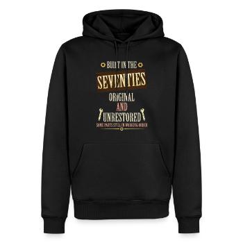 Construit dans les années 70 Original et non restauré - Sweat à capuche Premium bio Homme - noir - Devant - Nico (187cm)