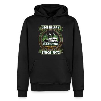 Legendär seit 1972 Camping Geschenk Geburtsjahr - Männer Premium Bio Hoodie - Schwarz - Vorne - Nico (187cm)