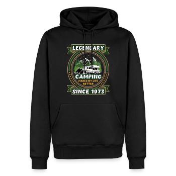 Legendär seit 1973 Camping Geschenk Geburtsjahr - Männer Premium Bio Hoodie - Schwarz - Vorne - Nico (187cm)