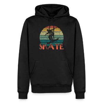 Planche de patinage rétro Skateboard vintage - Sweat à capuche Premium bio Homme - noir - Devant - Nico (187cm)