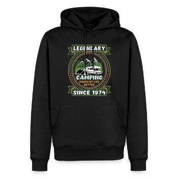 Legendär seit 1974 Camping Geschenk Geburtsjahr - Männer Premium Bio Hoodie - Schwarz - Vorne - Nico (187cm)