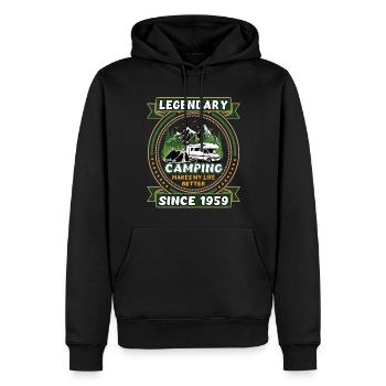 Legendär seit 1959 Camping Geschenk Geburtsjahr - Männer Premium Bio Hoodie - Schwarz - Vorne - Nico (187cm)