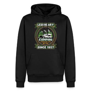 Legendär seit 1957 Camping Geschenk Geburtsjahr - Männer Premium Bio Hoodie - Schwarz - Vorne - Nico (187cm)
